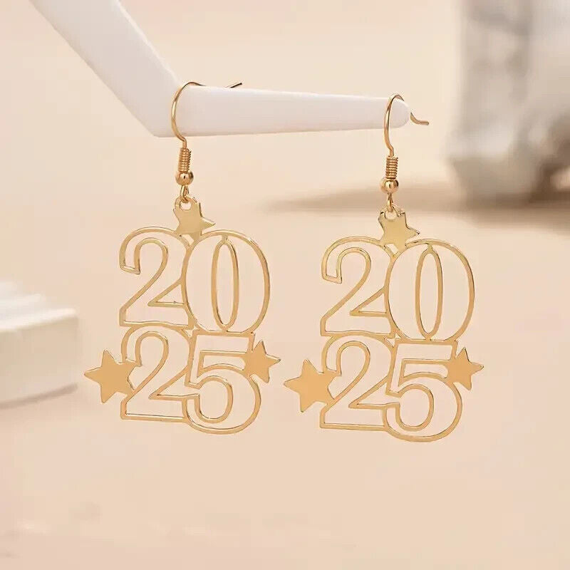 2025 New Year Eve Celebration Golden Drop & Dangle Earrings