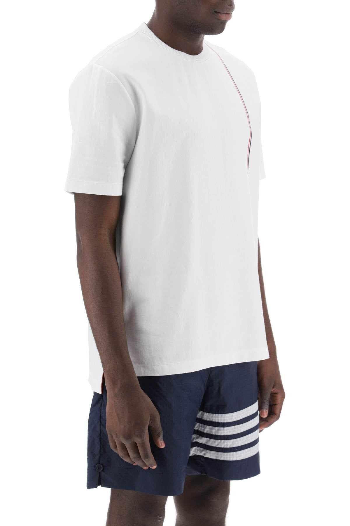crewneck t-shirt with tricolor intarsia